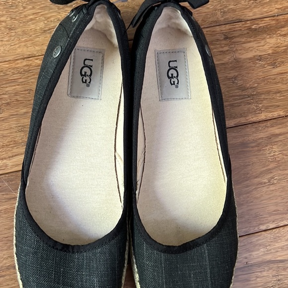 NEW UGG Women's Black Canvas Indah Espadrille Flat Shoes sz 8 - Picture 6 of 7